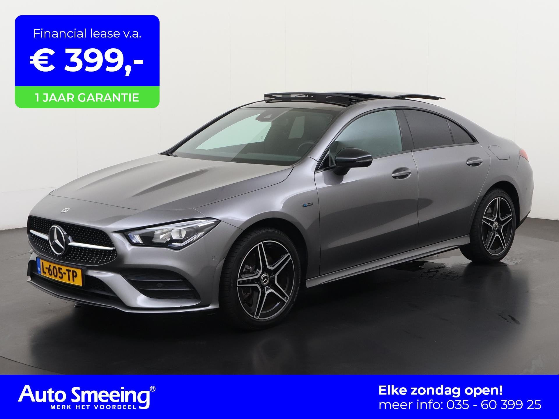 Mercedes-Benz CLA-klasse 250e AMG Night | Panoramadak | CarP, Auto's, Gebruikt, 4 cilinders, Leder en Stof, Bedrijf