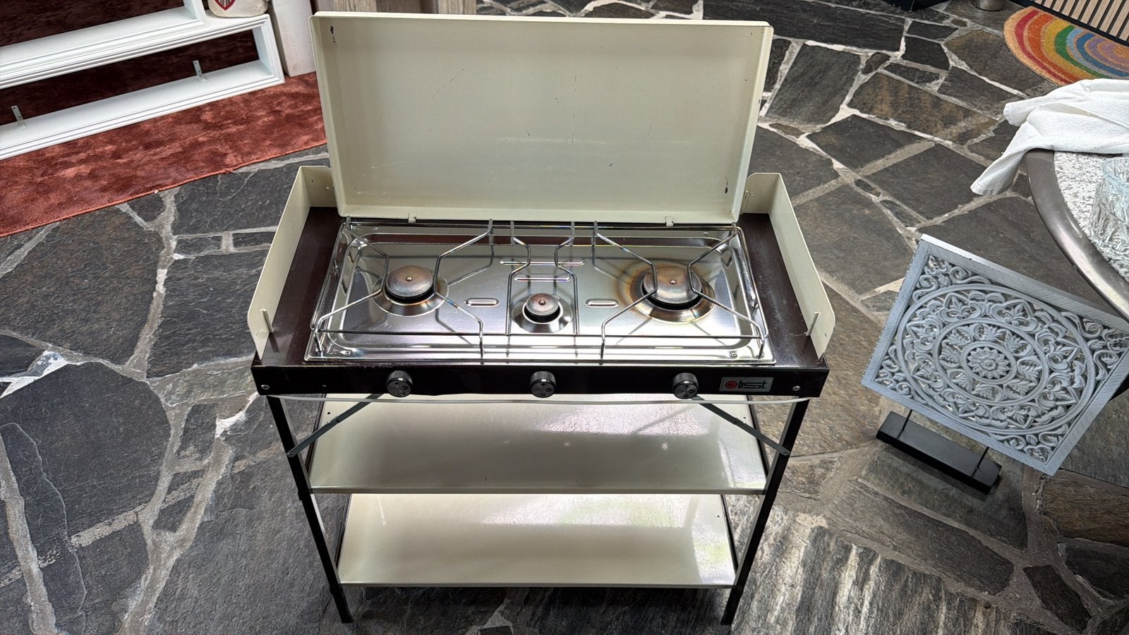 Retro buiten keuken 3 pits camping, Ophalen, Zo goed als nieuw