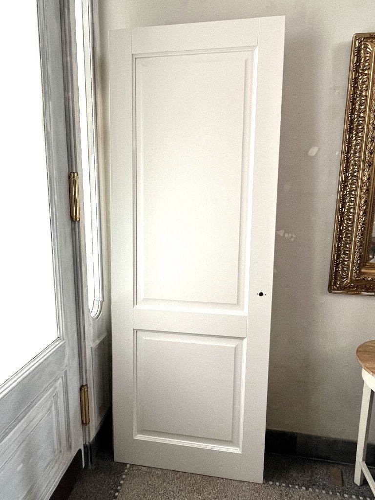 paneeldeur massief, 230 x 83 cm, stomp, zgan, wit gespoten, Ophalen, 80 tot 100 cm, Binnendeur, Zo goed als nieuw