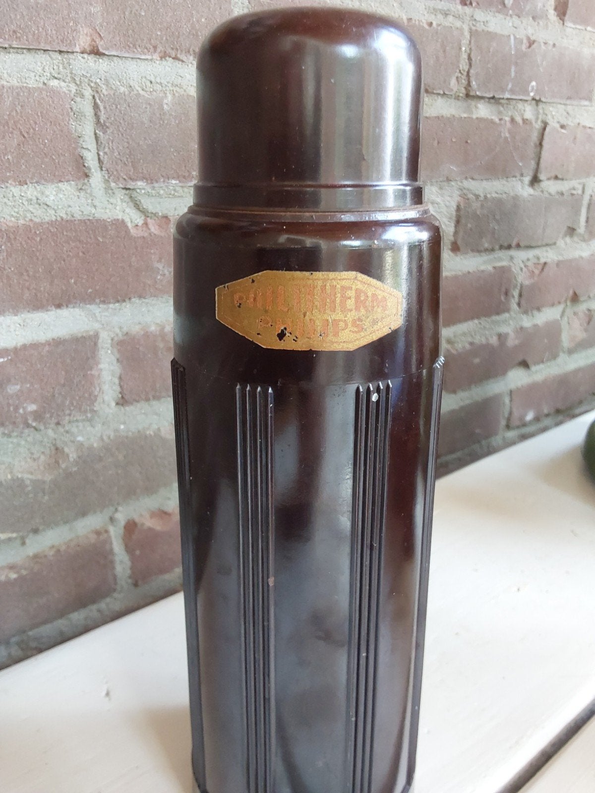 Vintage bakelieten Philips Thermoskan jaren '50 met 3 beker, Ophalen of Verzenden