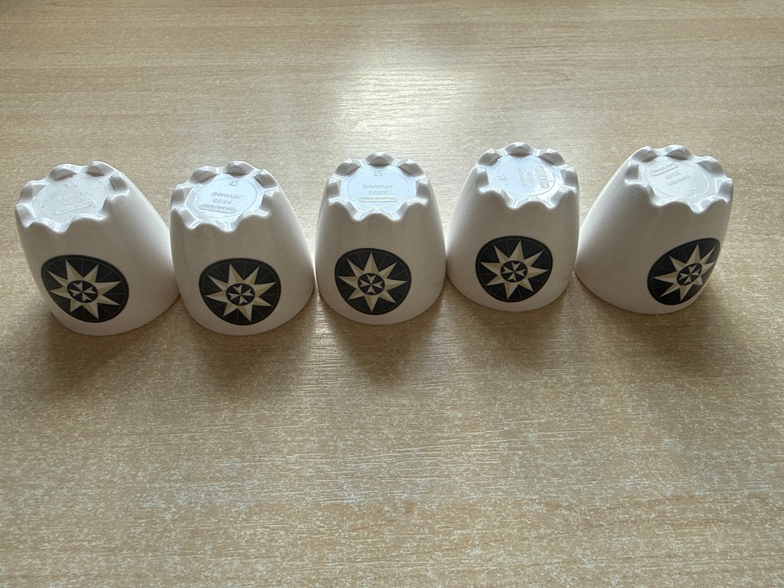 5x Mepal Eierdopjes - Wit met Zwarte Ster, Overige materialen, Gebruikt, Overige typen, Ophalen of Verzenden