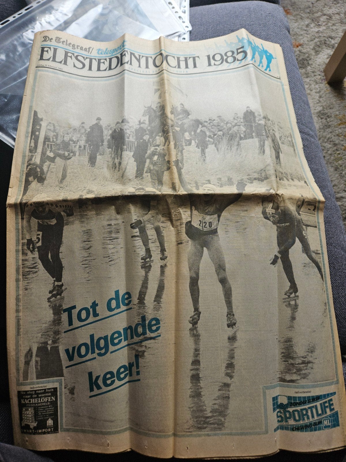 De Telegraaf Elstedentocht 1985 krant, Ophalen of Verzenden, Gelezen, Krant
