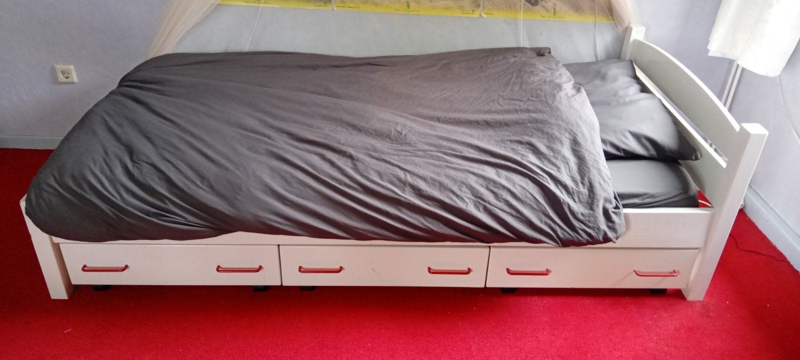 Eenpersoonsbed, Ophalen, Eenpersoons, 210 cm, Grijs