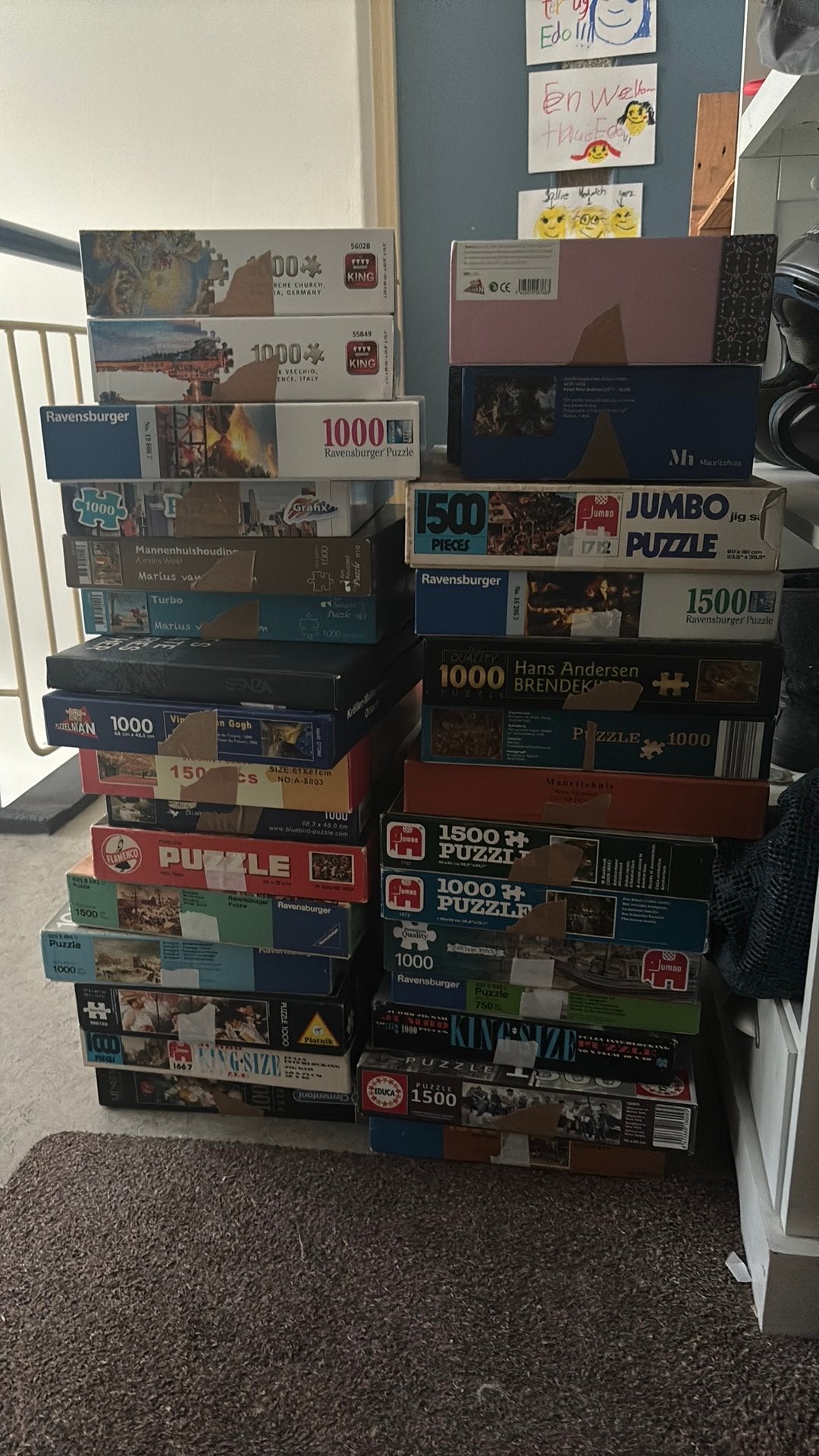 30 complete puzzels, Ophalen, 500 t/m 1500 stukjes, Gebruikt, Legpuzzel