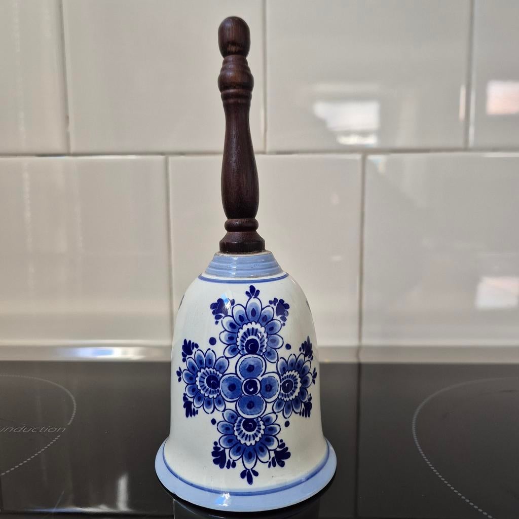 Delfts blauwe tafelbel met molen en bloemen Delftware Elesva, Antiek en Kunst, Ophalen of Verzenden