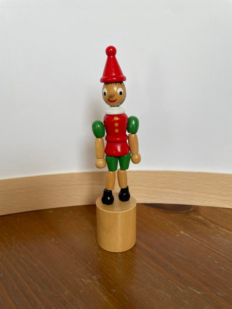 Nostalgisch houten drukspeelgoed Pinokkio-sta op poppetje, Ophalen, Zo goed als nieuw, Overige typen