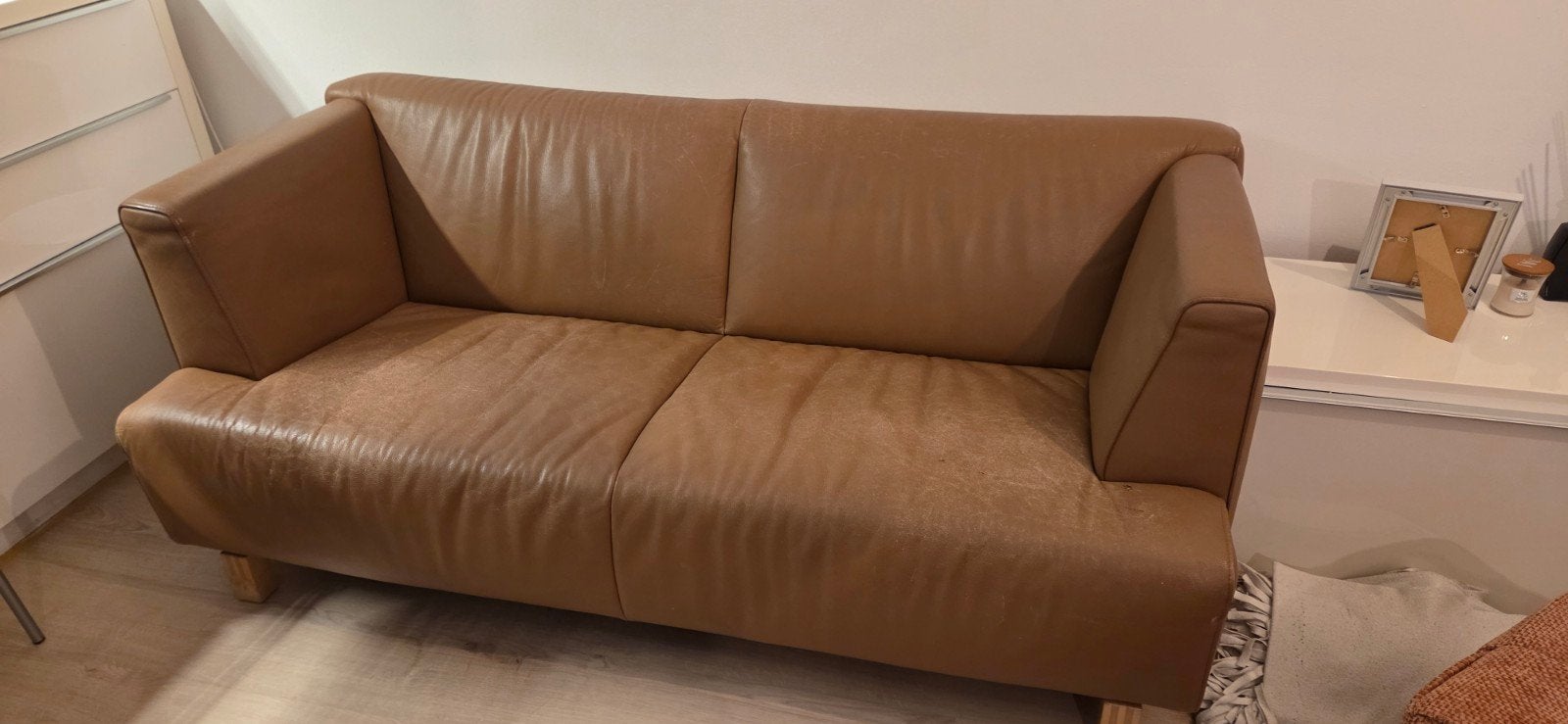 Leolux 2-zits bank van leer - Gebruikt, Ophalen, Modern, Comfortabel, Gebruikt, 150 tot 200 cm