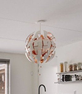 IKEA PS 2014 Hanglamp - Wit/Koper, Modern Design, Ophalen, Kunststof, Modern, Scandinavisch, Industrieel, E27 (groot)