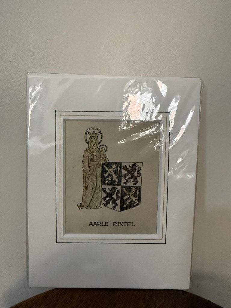 Vintage Dutch Heraldic Etching – Aarle-Rixtel Coat of Arms, Ophalen of Verzenden, Militair, Ets