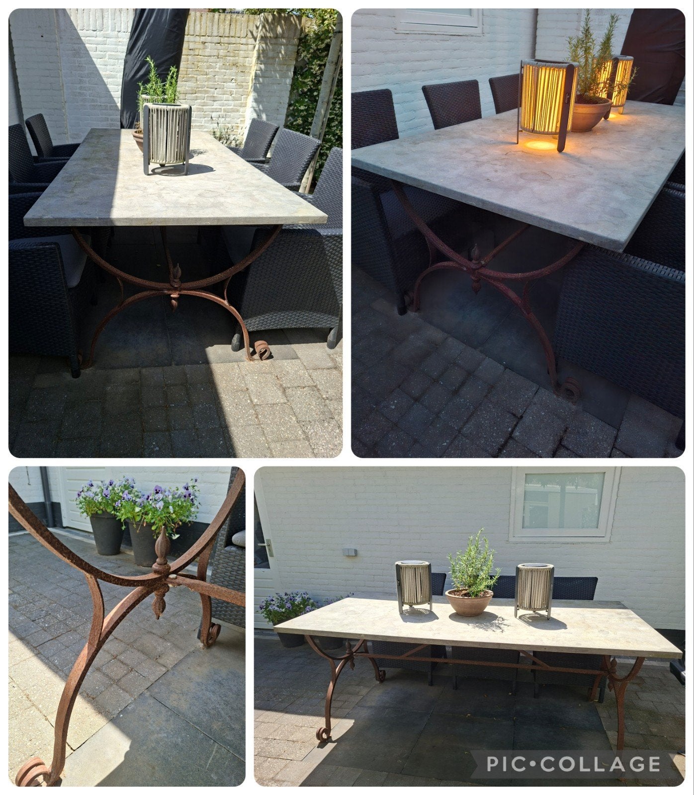 Landelijke tuintafel L200-B100-H77cm, Ophalen, Gebruikt, Rechthoekig, Overige materialen