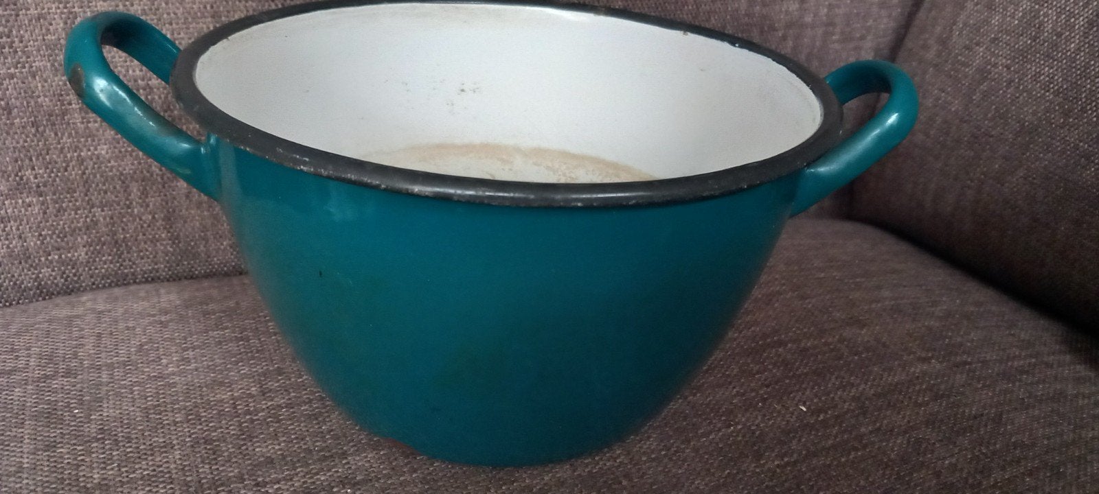 Vintage geëmailleerde kom / pan met handvatten - California, Ophalen of Verzenden