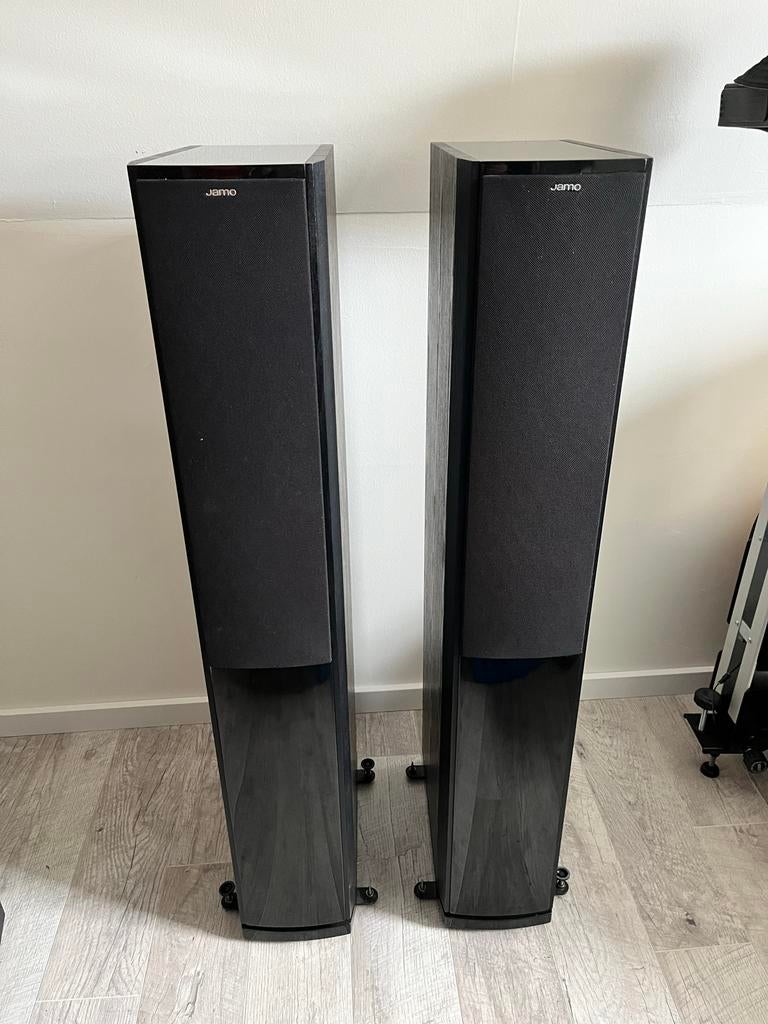 Jamo S608 Vloerstaande Luidsprekers - Zwart (Paar), Ophalen, Zo goed als nieuw, 120 watt of meer, Front, Rear of Stereo speakers