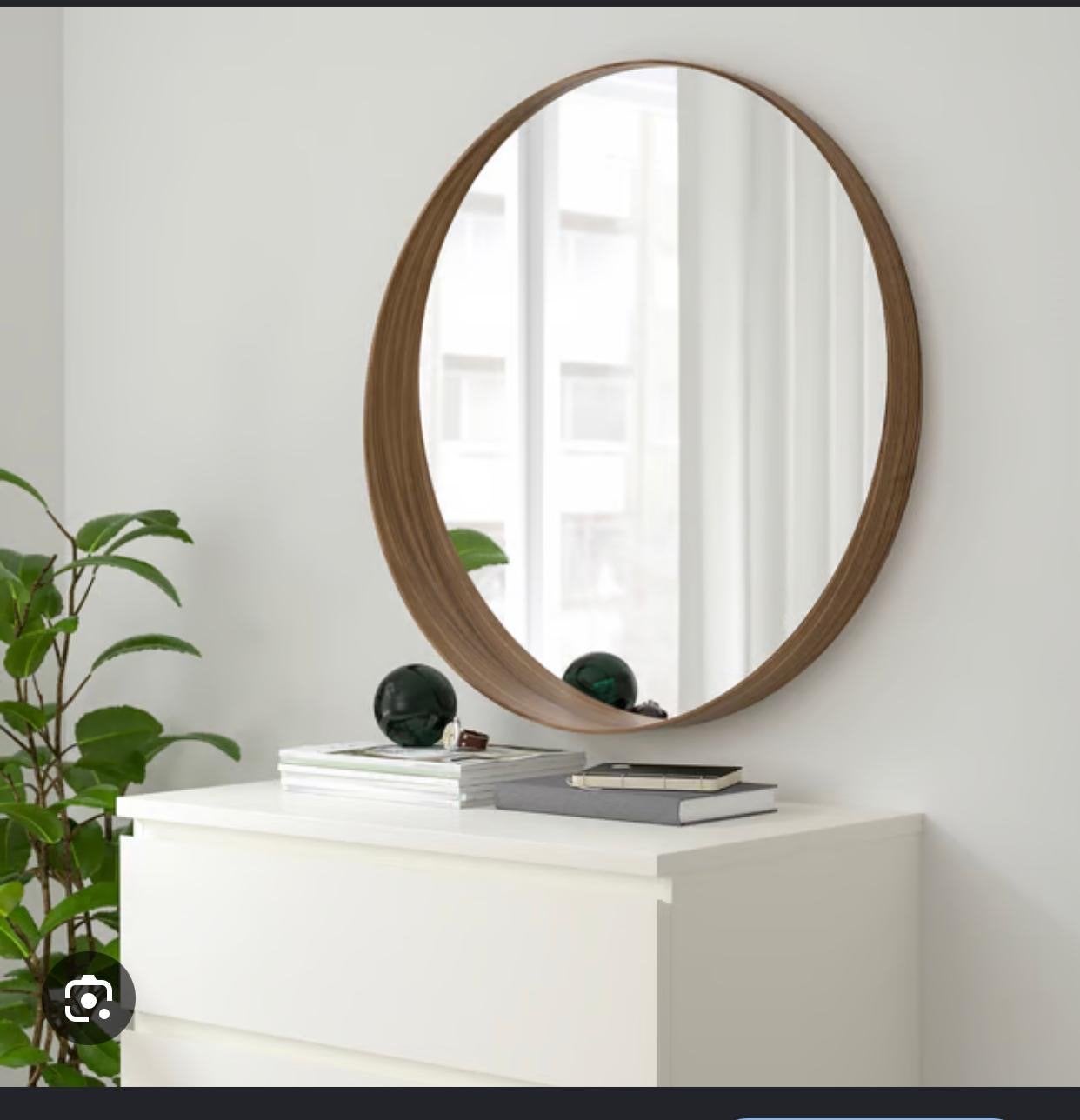Ronde spiegel met houten frame 60cm, Ophalen, Rond, Zo goed als nieuw, Minder dan 100 cm