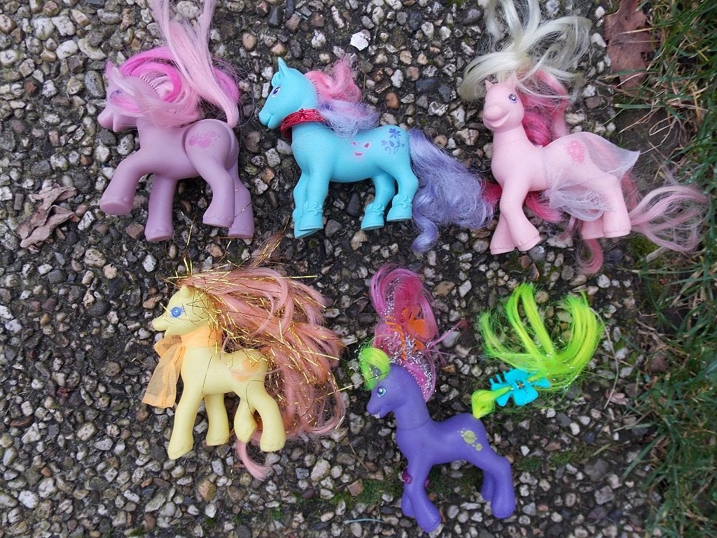 My little pony 3 stuks, roze paars blauw, Ophalen of Verzenden, Gebruikt