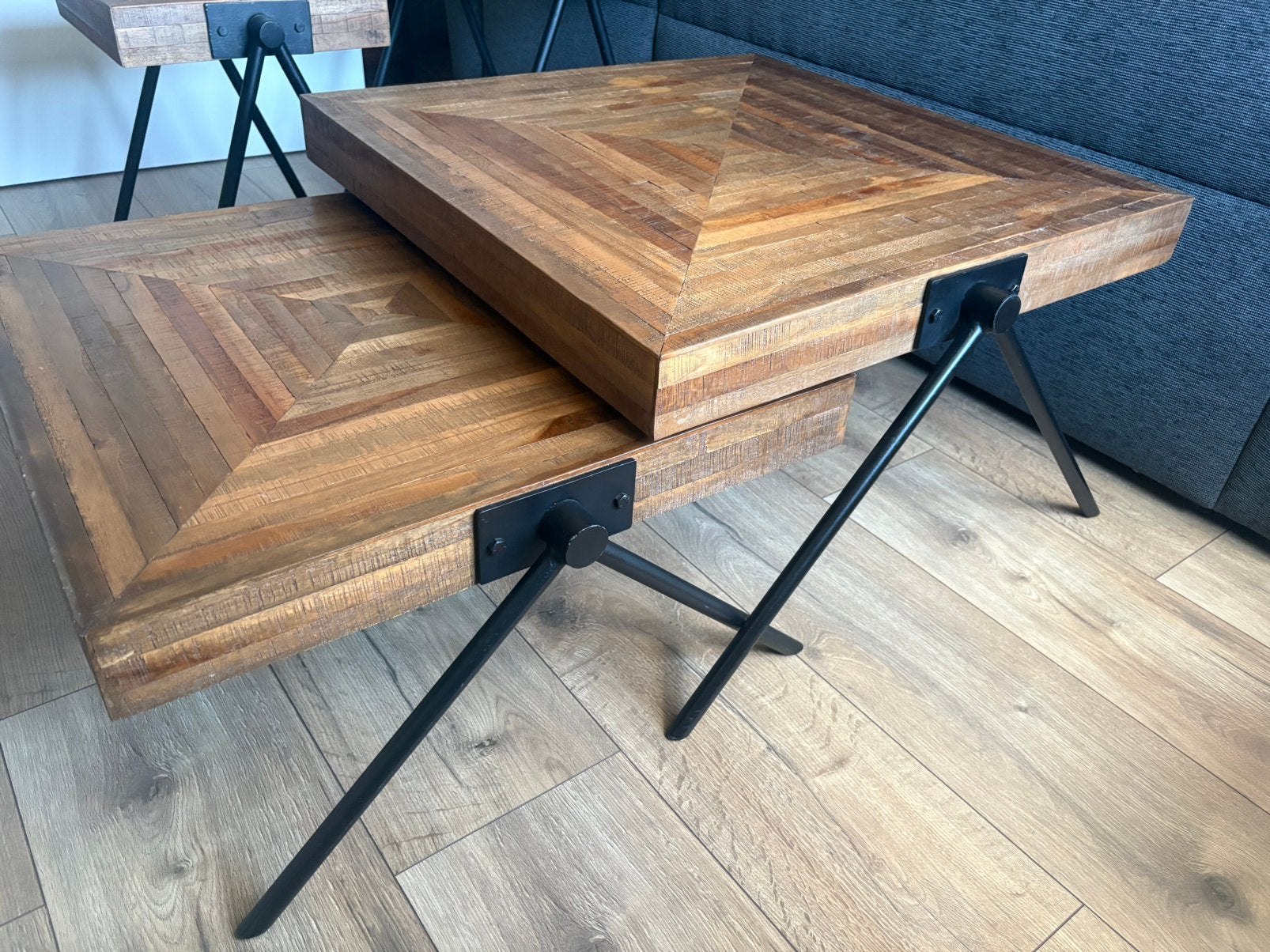 Set van twee By-Boo salontafels, Huis en Inrichting, Tafels | Salontafels, 50 tot 100 cm, Vierkant, 50 tot 100 cm, Zo goed als nieuw
