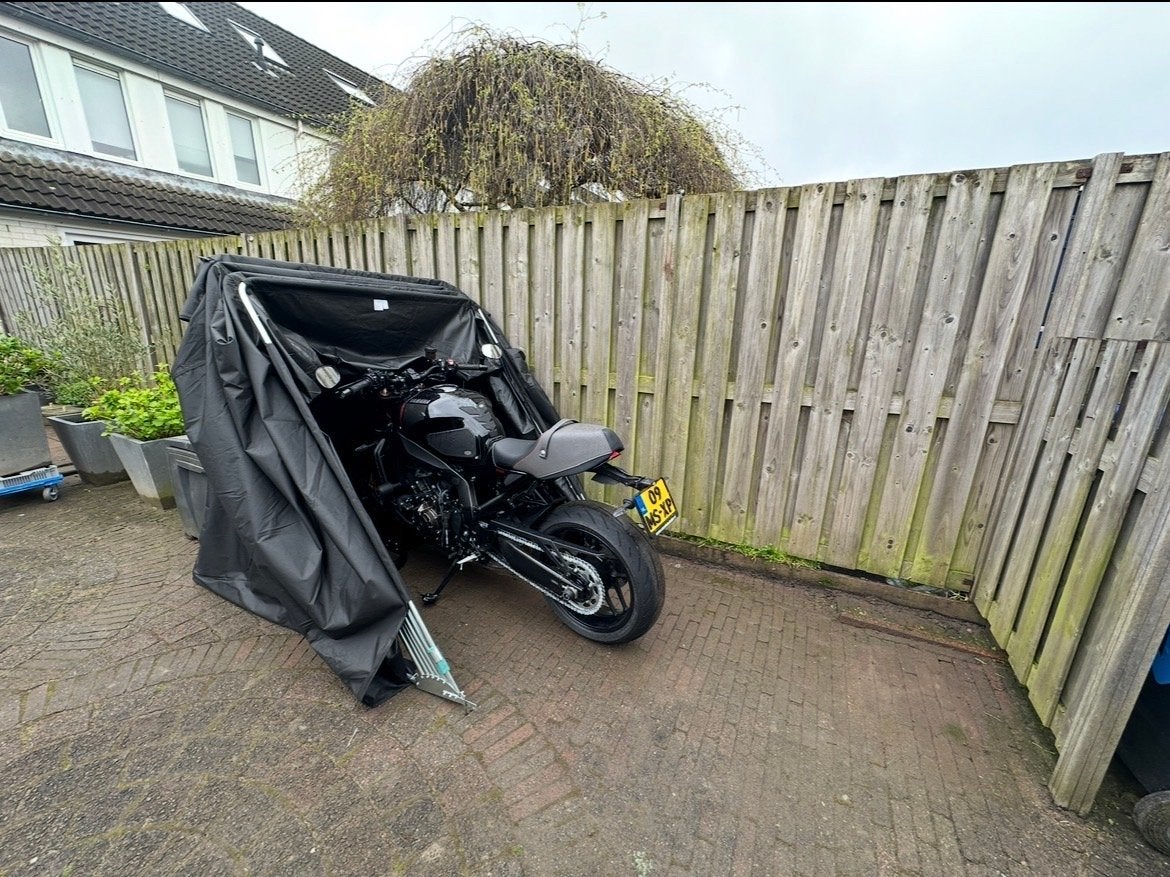 Motortent garage Universele vouwgarage Motoguard XL zwart, Motoren, Ophalen, Zo goed als nieuw