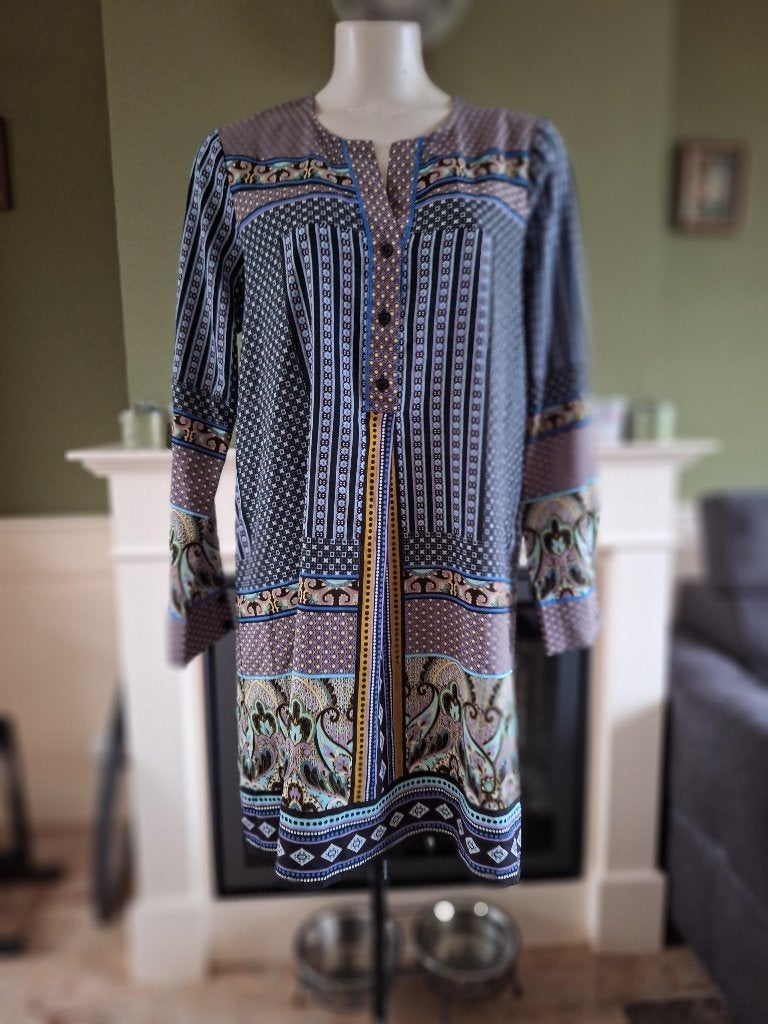 Hale Bob blauw zwarte tuniek blouseje M 38, Maat 38/40 (M), Zo goed als nieuw, Hale Bob, Verzenden
