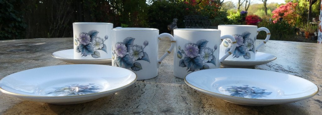 4 Royal Worcester Bone China Espresso Kopjes en Schoteltjes, Overige merken, Klassiek, Nieuw, Ophalen of Verzenden