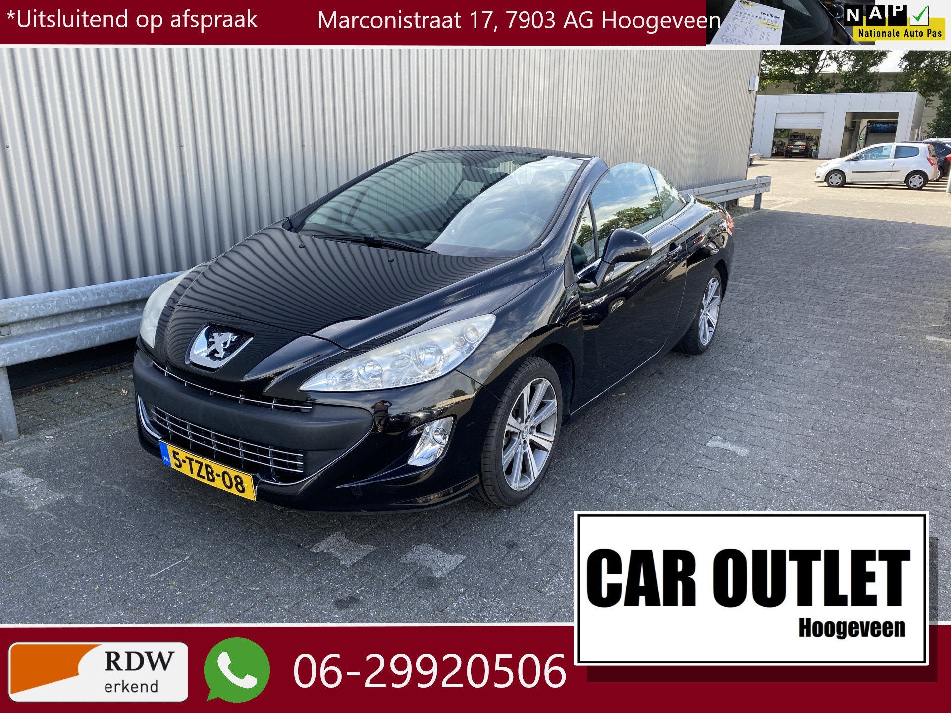 Peugeot 308 CC 1.6 VTi Sport 123Dkm. A/C, Parrot Carkit, LM,, Auto's, Voorwielaandrijving, Euro 5, Stof, Gebruikt