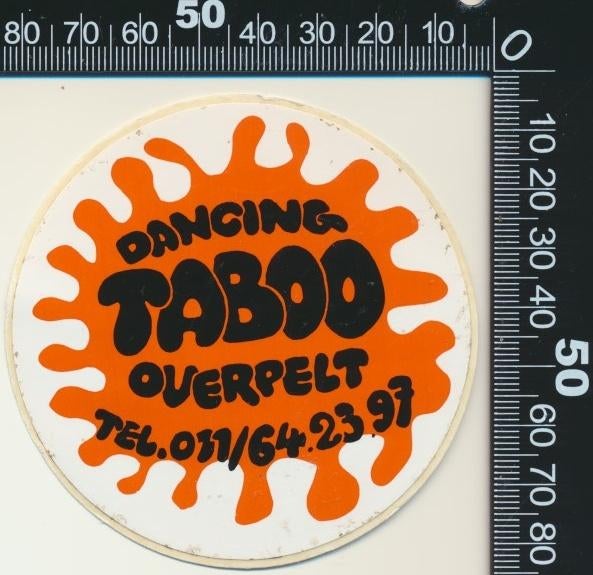 Sticker: Dancing Taboo - Overpelt, Ophalen of Verzenden, Zo goed als nieuw, Bedrijf of Vereniging