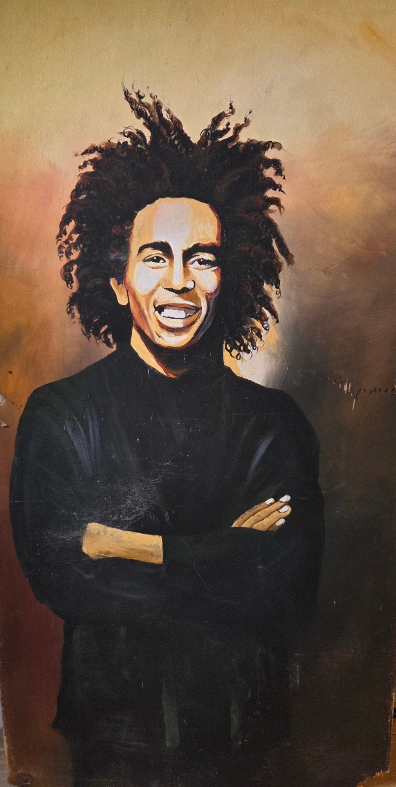 Schilderij Bob Marley - Portret - 1.50m, Antiek en Kunst, Hout, Handgeschilderd, Ophalen of Verzenden, Olieverf