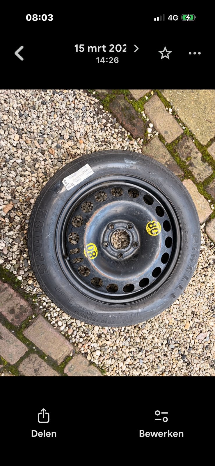 Thuiskomertje,reserve wiel, Volkswagen, seat,Audi, Ophalen, Audi