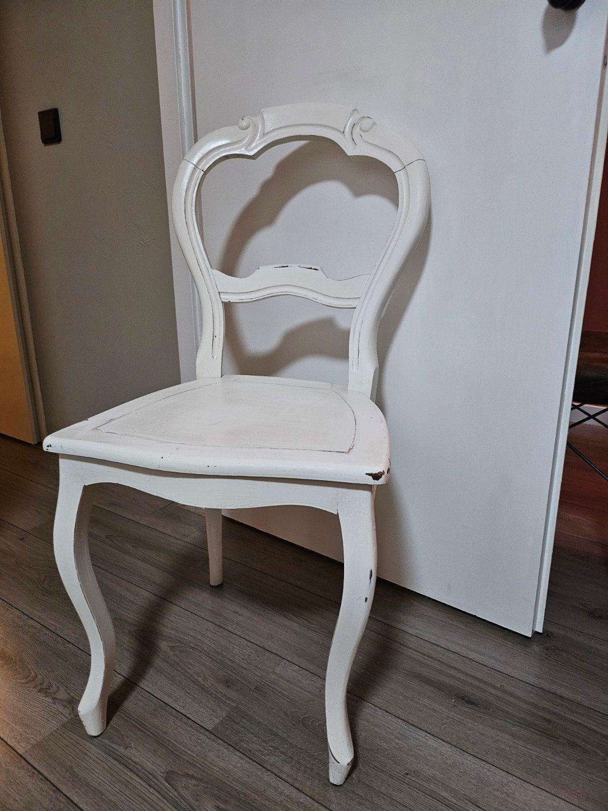 Vintage Witte Houten Stoel - Brocante Stijl, Ophalen