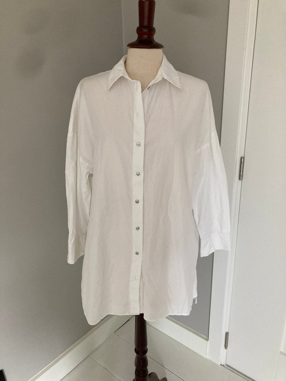 Witte lamge blouse maat M Zara, Ophalen of Verzenden, Zo goed als nieuw, Maat 38/40 (M), Wit