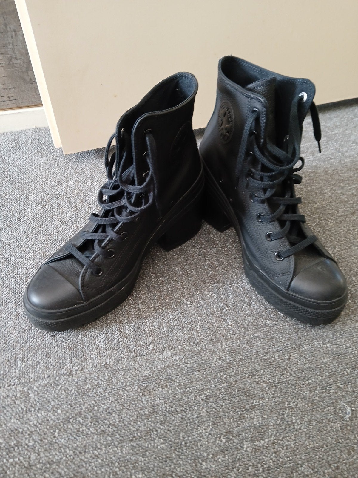 Converse Chuck 70 De Luxe Heel Leather Black, Zwart, Converse, Ophalen of Verzenden, Sneakers of Gympen