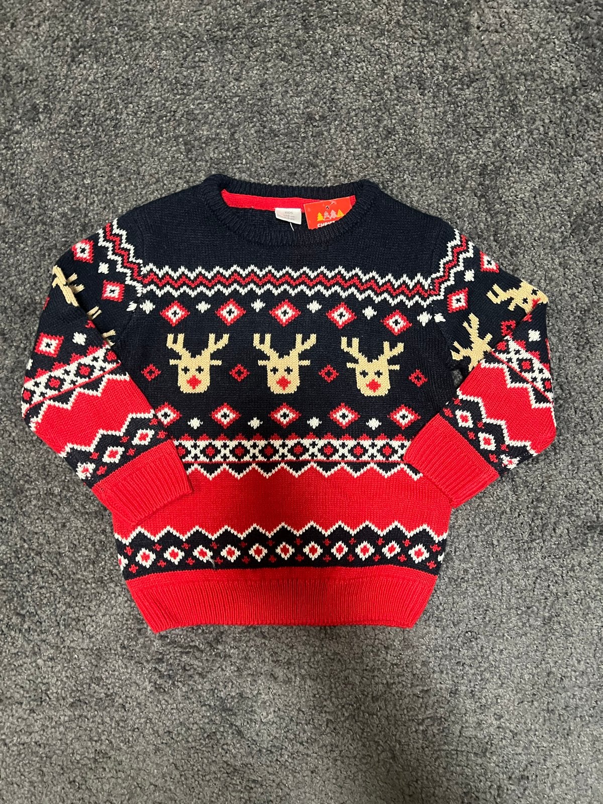 NIEUW, leuke gebreide kersttrui met elanden, maat 104, Ophalen of Verzenden, Nieuw, Jongen, Trui of Vest