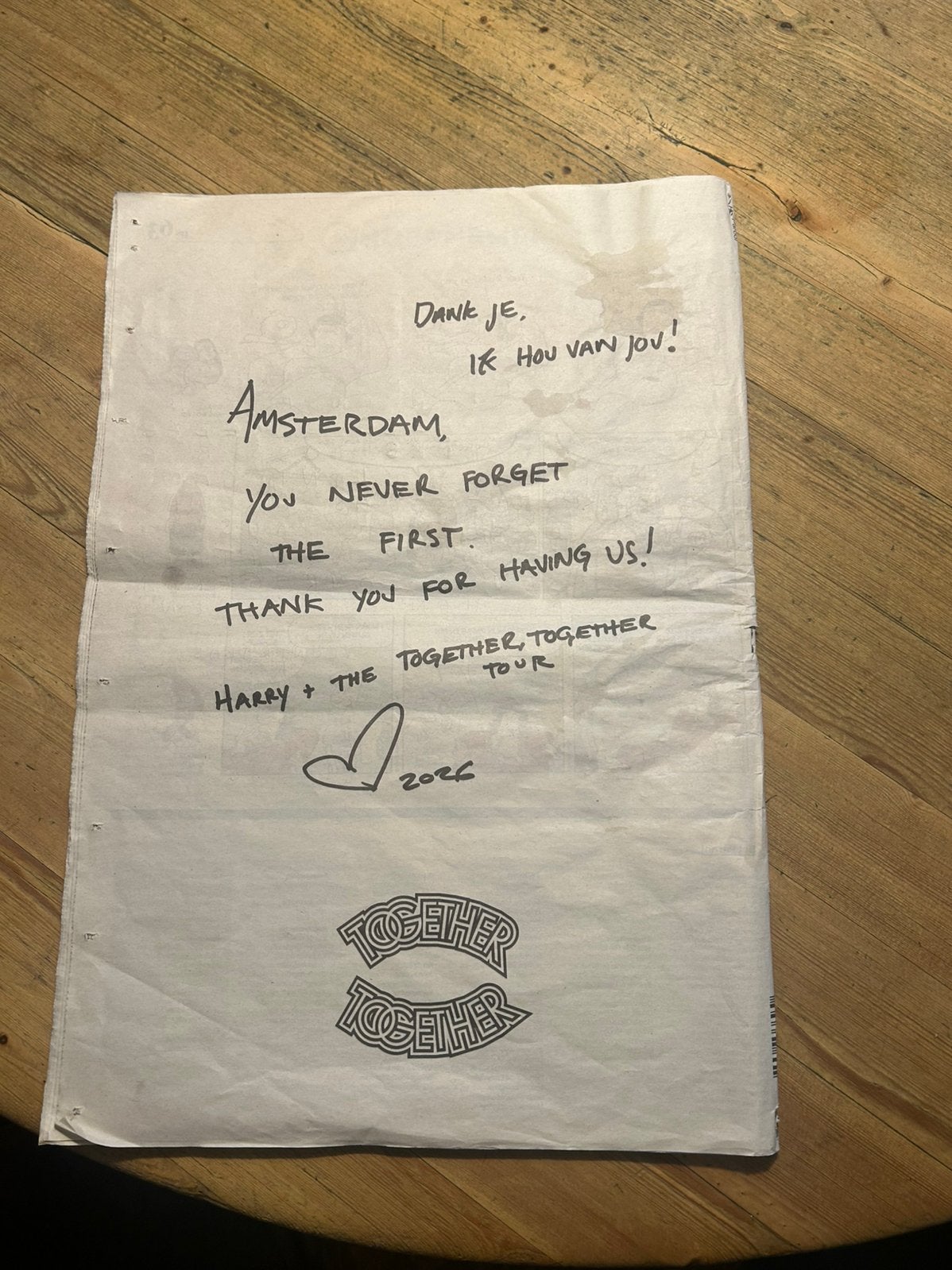 Krant / Newspaper Harry Styles, Huis en Inrichting, Woonaccessoires | Tekstborden en Spreuken, Ophalen of Verzenden, Zo goed als nieuw