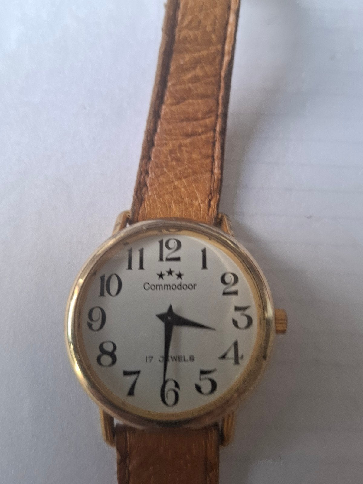 Commandoor Mechanisch Horloge - 17 Jewels - Vintage, Overige merken, Polshorloge, Ophalen of Verzenden, Leer