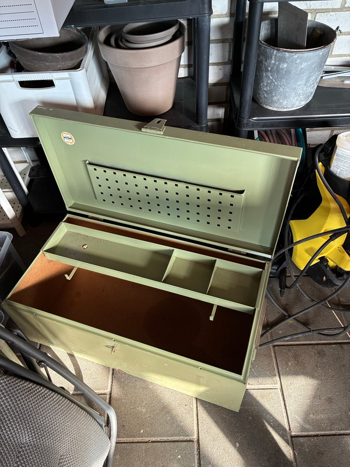 Vintage metalen gereedschapskist / opbergkist, Ophalen of Verzenden, Zo goed als nieuw
