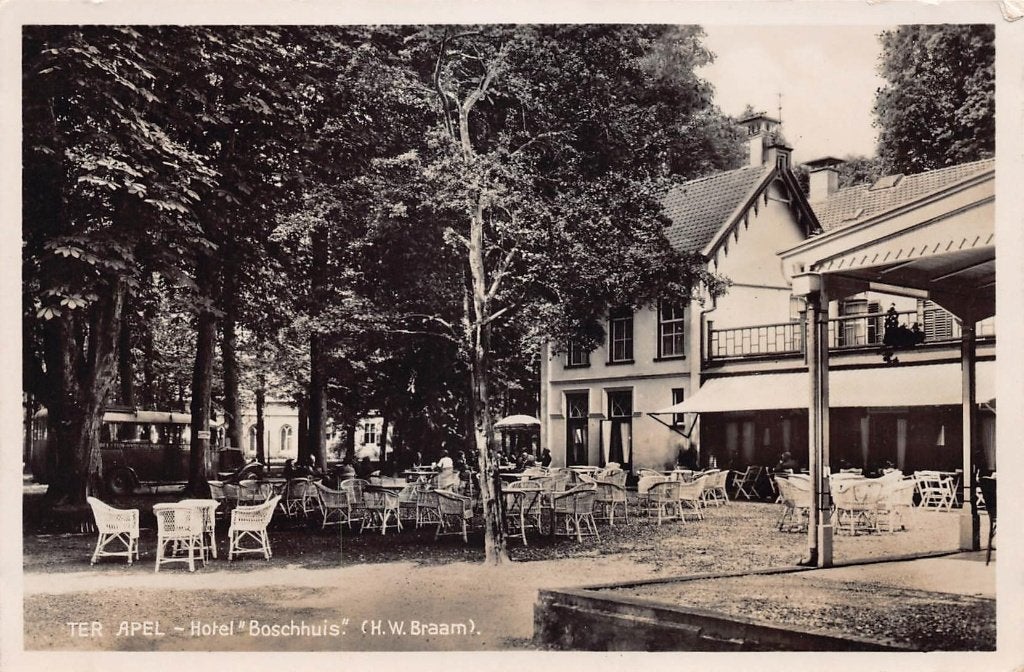 869 Ter Apel - Hotel Boschhuis ( H.W. Braam), Verzamelen, Ophalen of Verzenden, 1940 tot 1960, Gelopen, Groningen