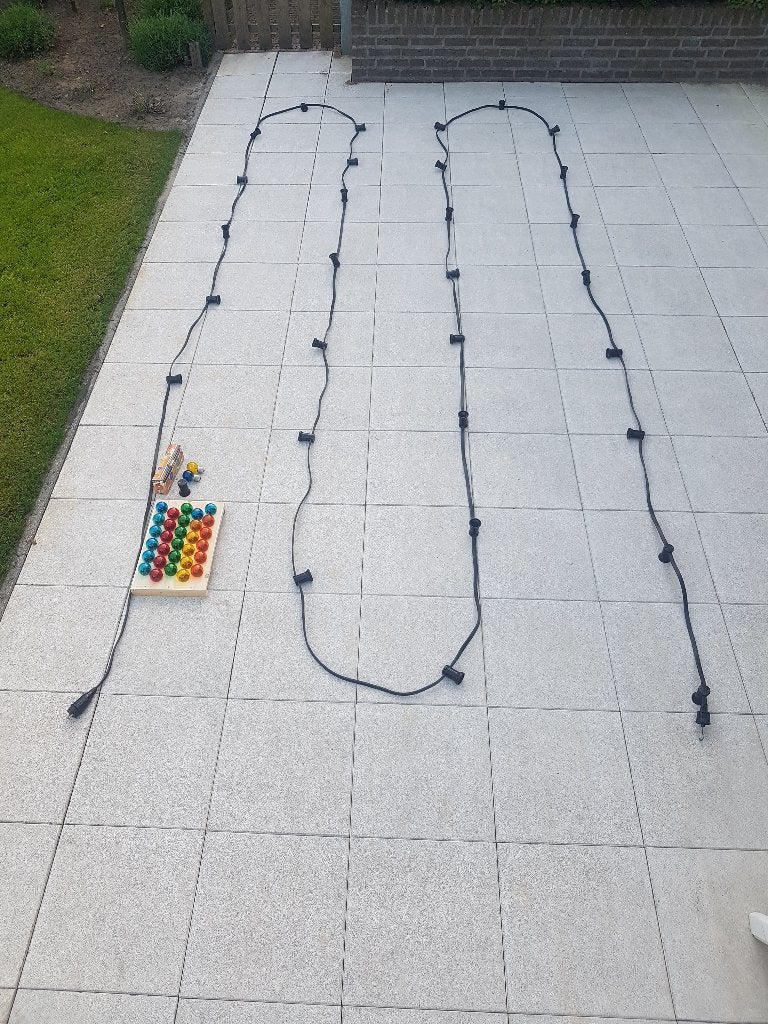 Prikkabel, feestverlichting 17,5 m met 30 fitt. + 30 lampen, Tuin en Terras, Overige materialen, Minder dan 50 watt, Overige typen