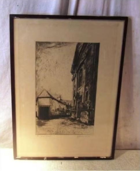 Mooi Oude Gravure -, Ophalen of Verzenden, Stadsgezicht, Gravure, Ingelijst