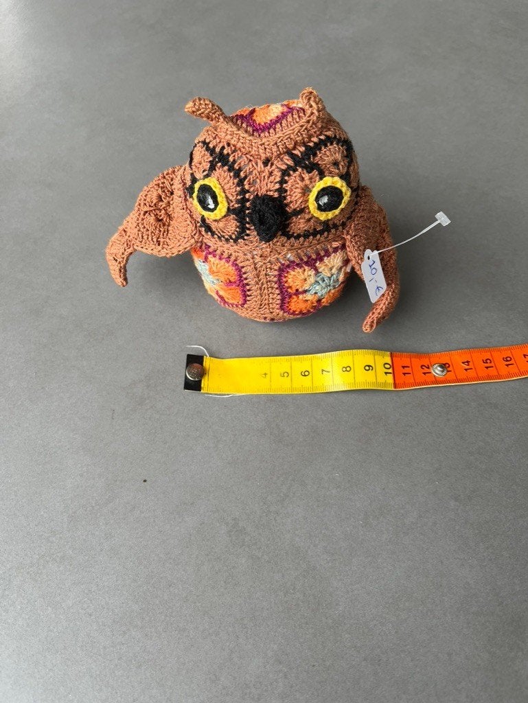 Bruin katoenen fijn gehaakt uiltje, Verzenden, Nieuw, Haken, Overige typen