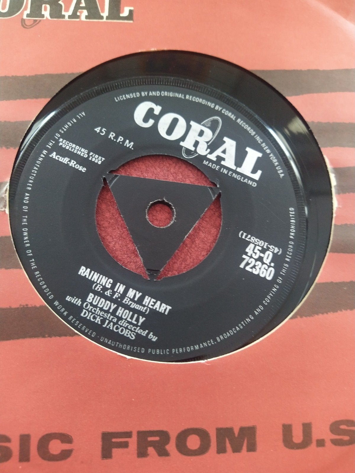 Buddy Holly. Raining in My Heart -It Doesn't Matter Anymore, Cd's en Dvd's, Vinyl Singles, Gebruikt, Originele persing, 7 inch