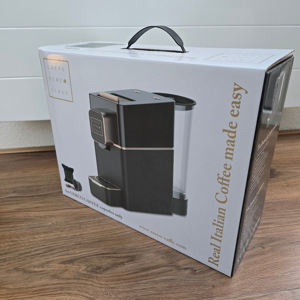 Te Koop Cerco Koffie machine (Zwart & Roségoud), Ophalen, Koffiepads en cups, Koffiemachine, Zo goed als nieuw