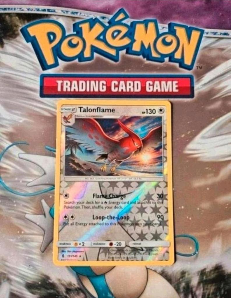 Talonflame 111/145 Sun&Moon Guardians Rising reverse holo nm, Ophalen of Verzenden, Zo goed als nieuw, Losse kaart, Foil