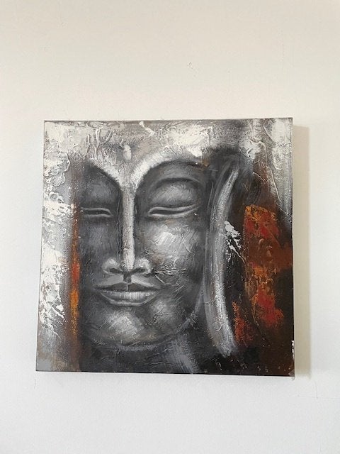 Schilderij portret Boedha. Op linnen / canvas., Ophalen, Zo goed als nieuw