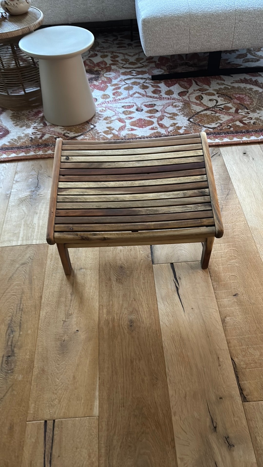 Teak houten voetenbankje/badkamer bankje nieuw, Ophalen of Verzenden, Nieuw, Hout