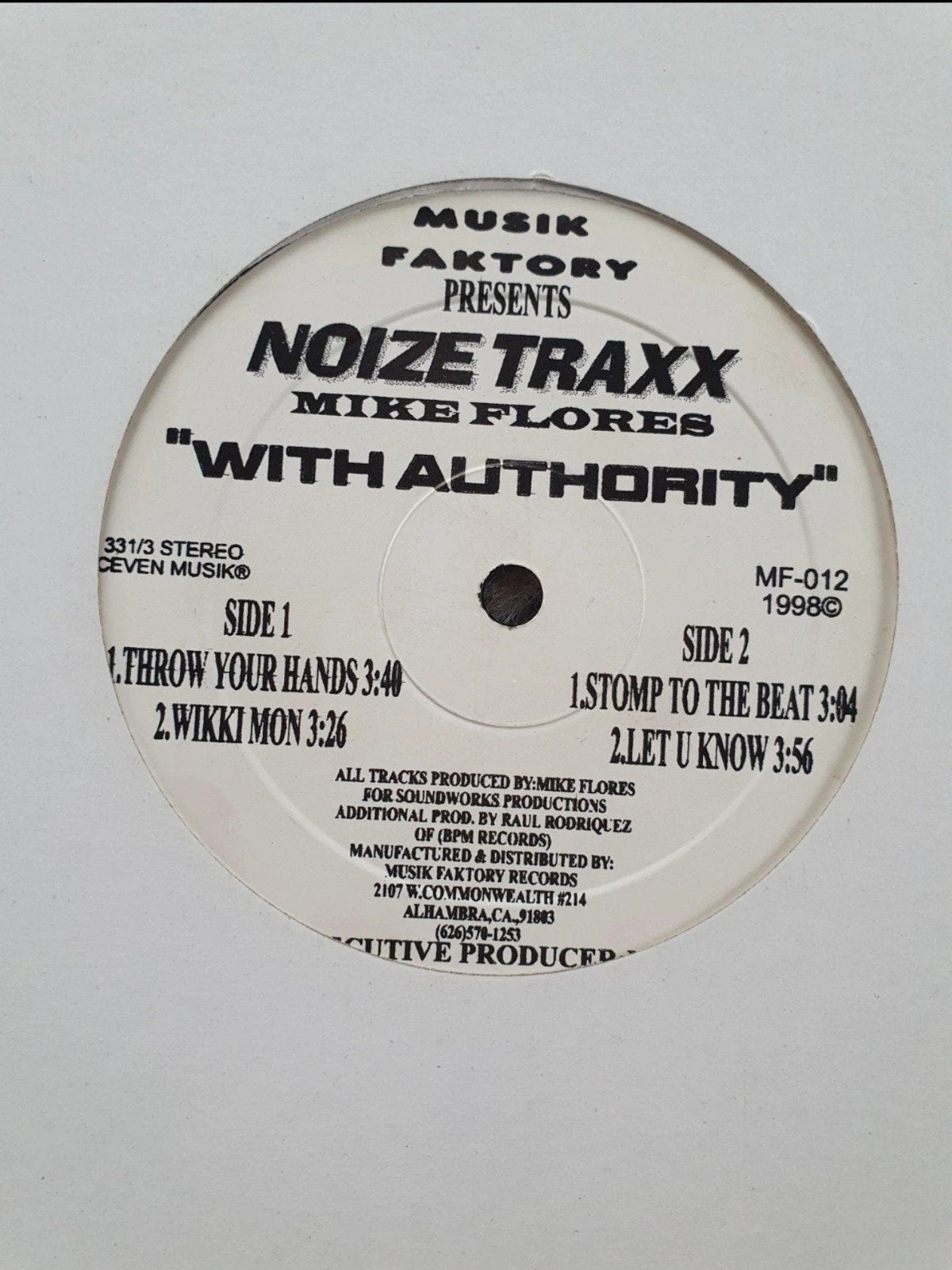 Mike Flores - "With Authority", Cd's en Dvd's, Vinyl | Dance en House, Ophalen of Verzenden, Zo goed als nieuw, 12 inch