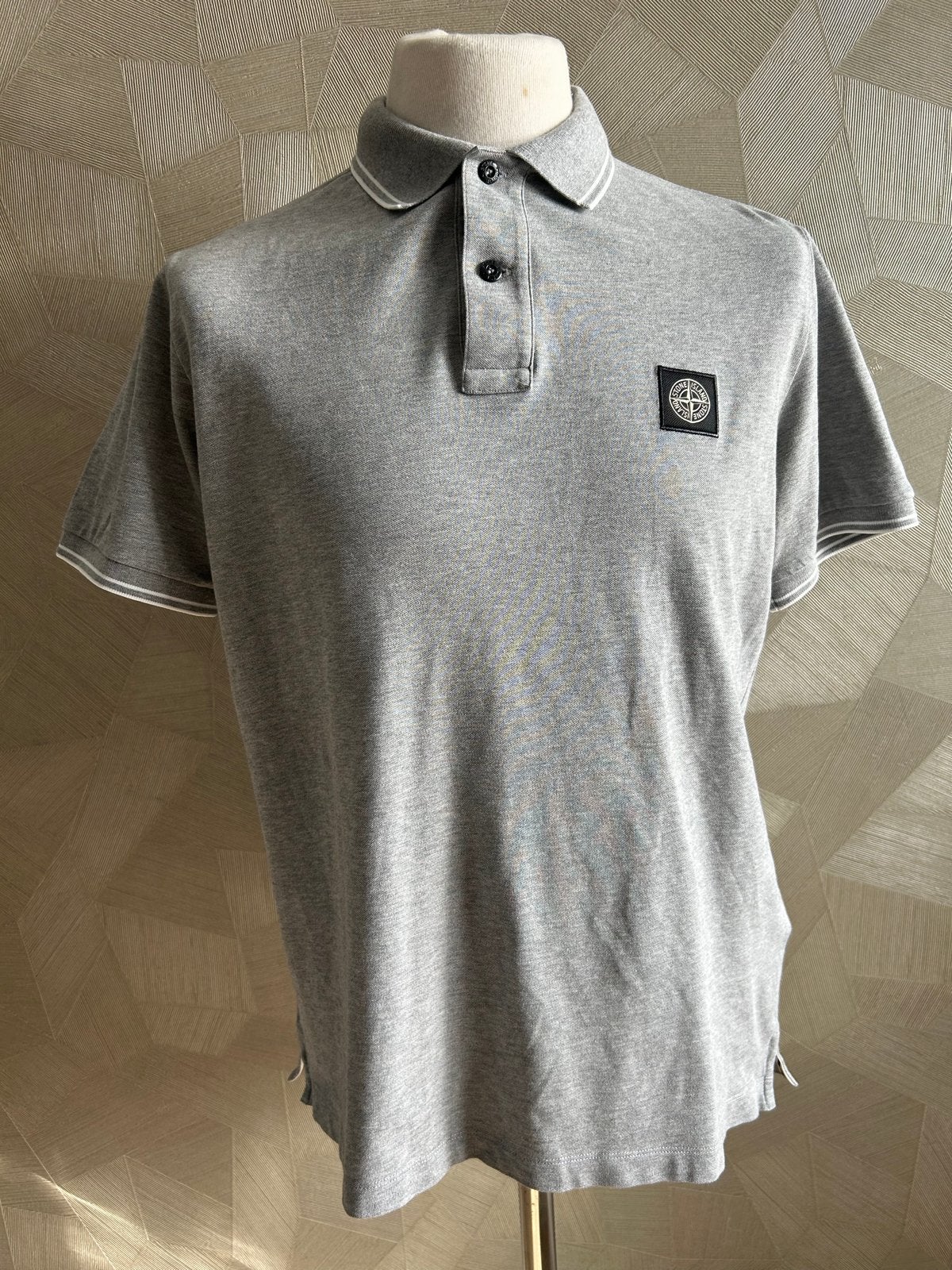 Stone Island Slim Fit Polo - Grijs - Maat XL, Ophalen of Verzenden, Zo goed als nieuw, Maat 56/58 (XL), Grijs
