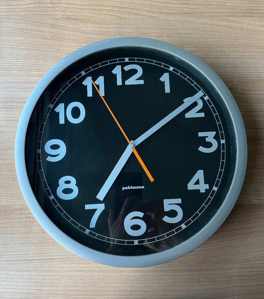 Wandklok analoog, merk Puhlmann, Ophalen, Analoog, Werkt op batterijen, Zo goed als nieuw