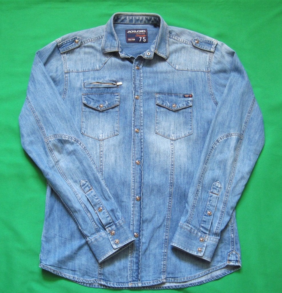 qbl  MOOI JEANS OVERHEMD van JACK&JONES Maat:S, Kleding | Heren, Overhemden, Ophalen of Verzenden, Zo goed als nieuw, Blauw, Halswijdte 38 (S) of kleiner