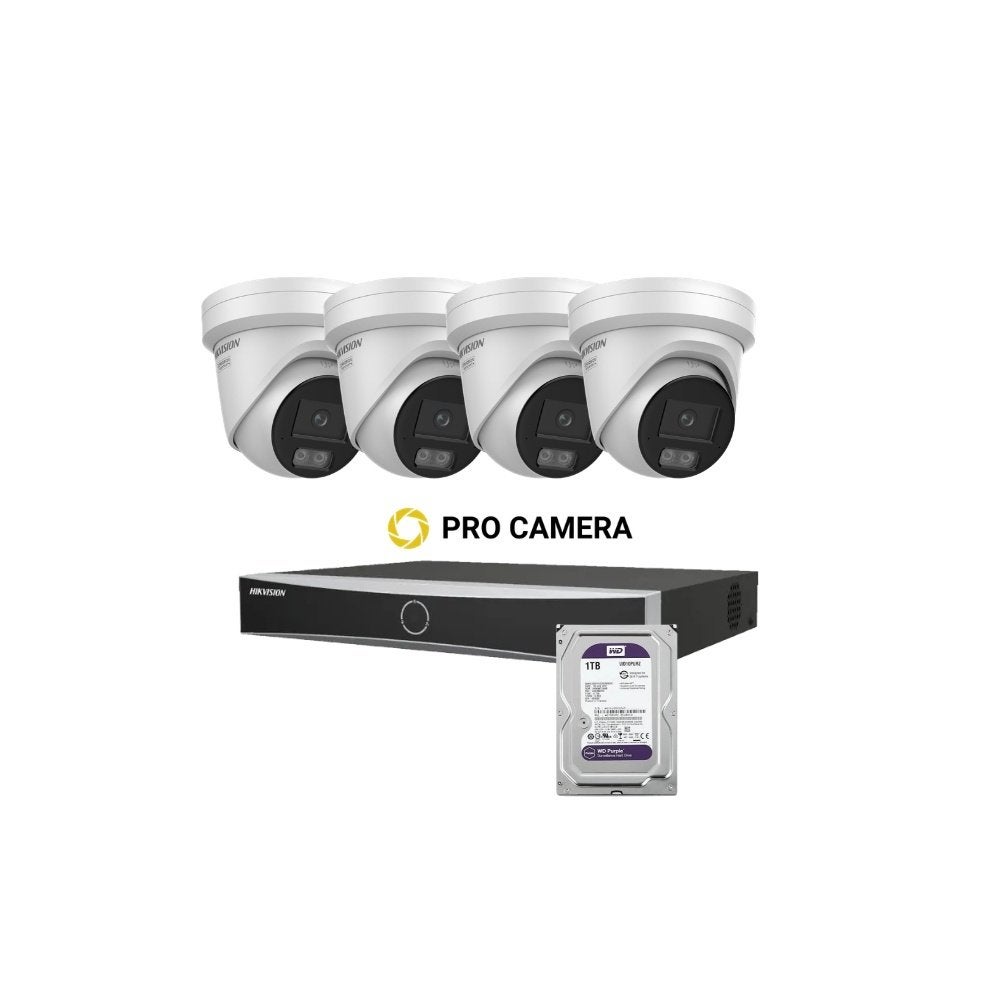 Hikvision 4x 4MP 2.8mm Smart Hybrid ColorVu 3.0 met NVR
