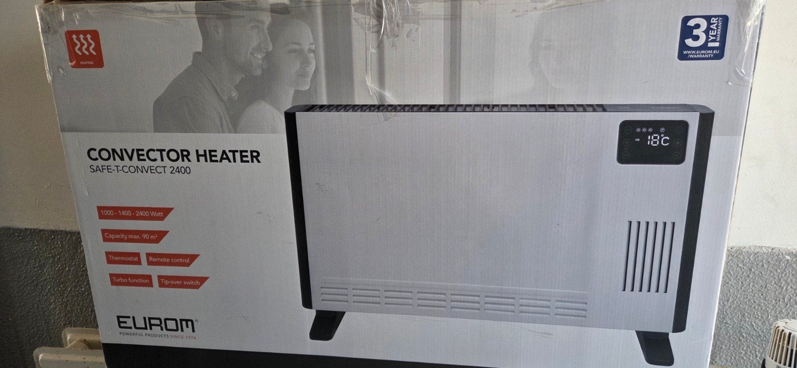 Eurom Safe-T-Convect 2400 Convector Kachel, Ophalen, Minder dan 30 cm, 60 tot 150 cm, 800 watt of meer