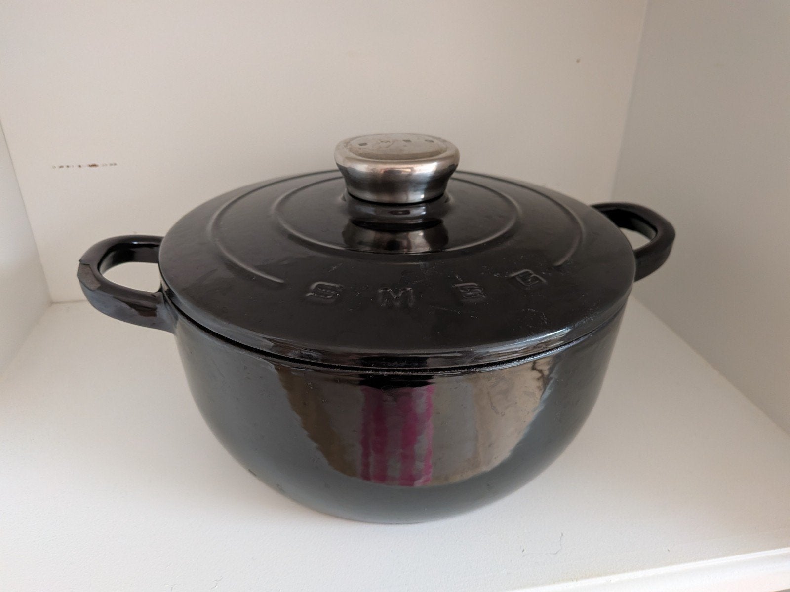 SMEG Gietijzeren pan, Gebruikt, Gietijzer, Ophalen of Verzenden, Met deksel