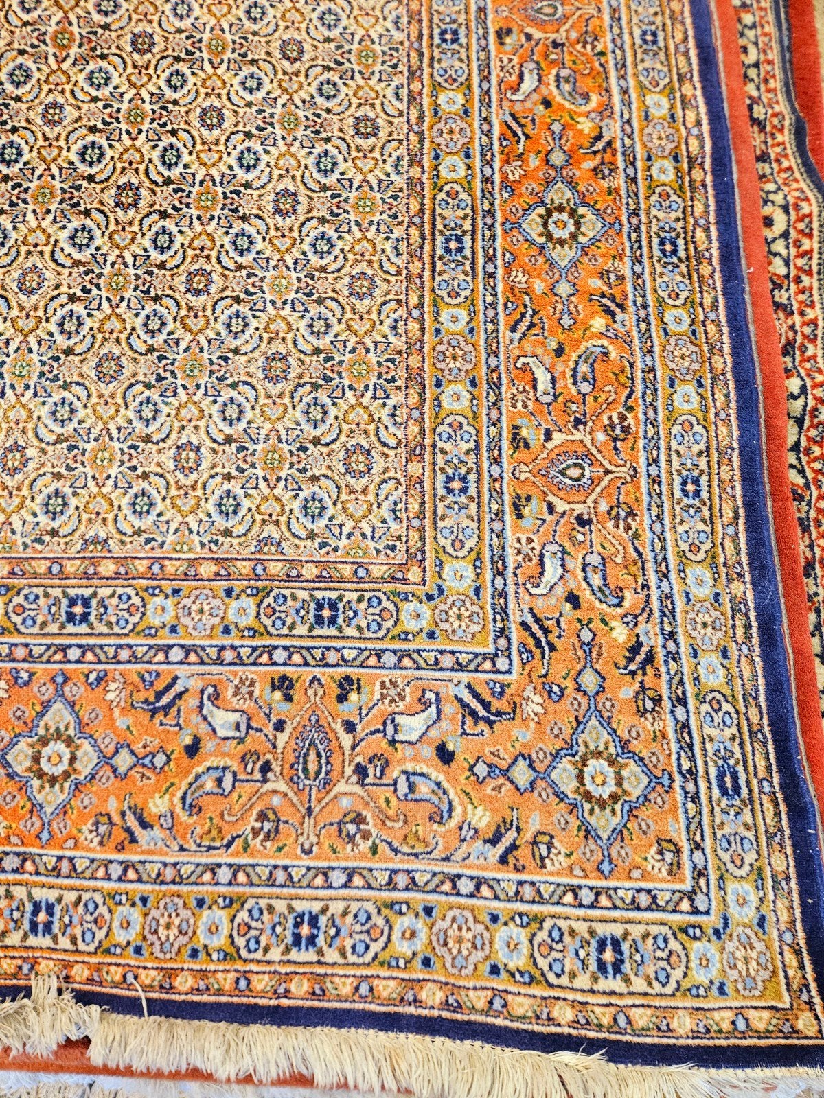 Perzisch Handgeknoopt Moud Tapijt. Prachtige kleuren!, Perzisch, Ophalen of Verzenden, Zo goed als nieuw, 200 cm of meer